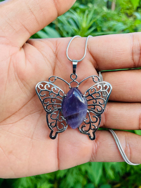 Amethyst Butterfly Pendant