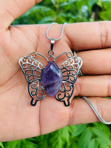 Amethyst Butterfly Pendant